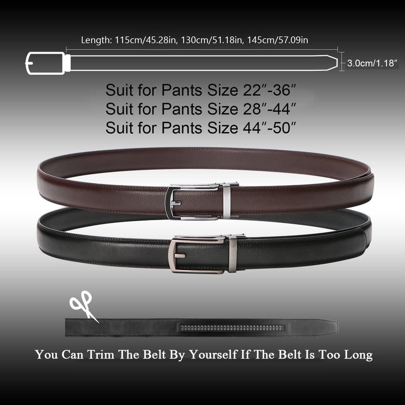 WERFORU Men's Ratchet Belts, 2 Pack Leather Belts for Men Dress and Casual with Automatic Buckle - Image 4